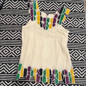 Catherine Malandrino 100% Silk Boho Patchwork Top – Multicolor